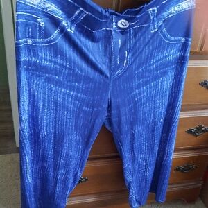 Blue Denim-Look Leggings